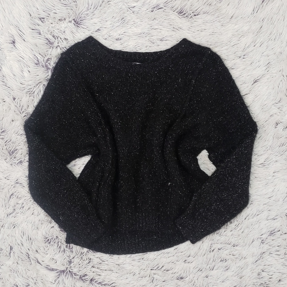 🔥Jennifer Lopez Black Glitter Eyelash Sweater
